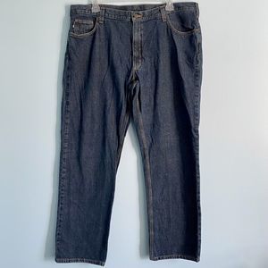 Carhartt 100603 Relaxed Fit Tipton Men’s 43x33 (Measured) Dark Blue Work Jeans